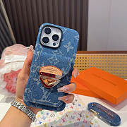 Kitlife Louis Vuitton Blue Denim Lock Card Holder Phone Case - 6