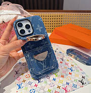 Kitlife Louis Vuitton Blue Denim Lock Card Holder Phone Case - 5