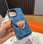 Kitlife Louis Vuitton Blue Denim Lock Card Holder Phone Case - 3