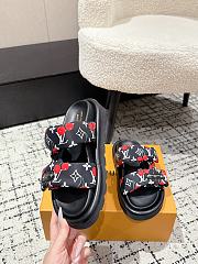 Kitlife Louis Vuitton Cherry Black Monogram Pillow Flat Comfort Mule - 4