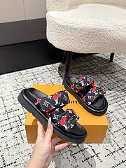 Kitlife Louis Vuitton Cherry Black Monogram Pillow Flat Comfort Mule - 3