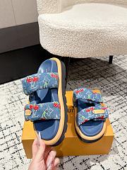 Kitlife Louis Vuitton Cherry Blue Denime Monogram Pillow Flat Comfort Mule - 6