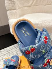 Kitlife Louis Vuitton Cherry Blue Denime Monogram Pillow Flat Comfort Mule - 3