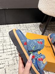 Kitlife Louis Vuitton Cherry Blue Denime Monogram Pillow Flat Comfort Mule - 2