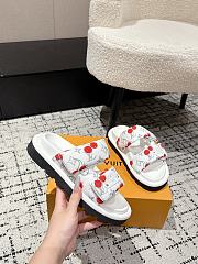 Kitlife Louis Vuitton Cherry White Monogram Pillow Flat Comfort Mule - 2