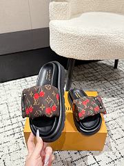 Kitlife Lousi Vuitton Pool Pillow Comfort Cherry Brown Monogram Slippers - 6