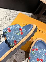 Kitlife Lousi Vuitton Pool Pillow Comfort Cherry Blue Denim Monogram Slippers - 5