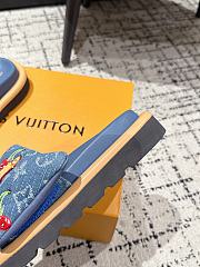 Kitlife Lousi Vuitton Pool Pillow Comfort Cherry Blue Denim Monogram Slippers - 4