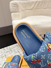 Kitlife Lousi Vuitton Pool Pillow Comfort Cherry Blue Denim Monogram Slippers - 2