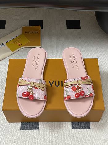 Kitlife Louis Vuitton X TM Lily Cherry Pendant Flat Mules Pink