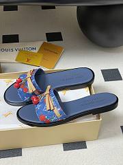 Kitlife Louis Vuitton X TM Lily Cherry Pendant Flat Mules Blue Denim - 3