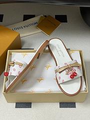 Kitlife Louis Vuitton X TM Lily Cherry Pendant Flat Mules White Flower - 6