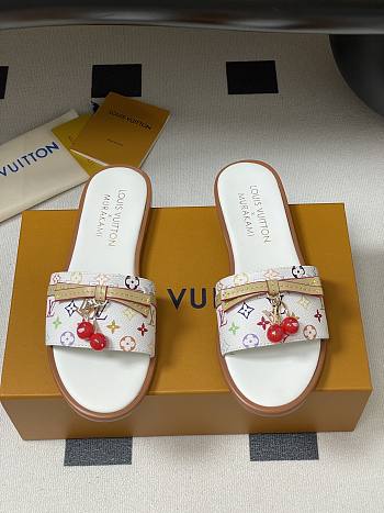 Kitlife Louis Vuitton X TM Lily Cherry Pendant Flat Mules White Multicolor