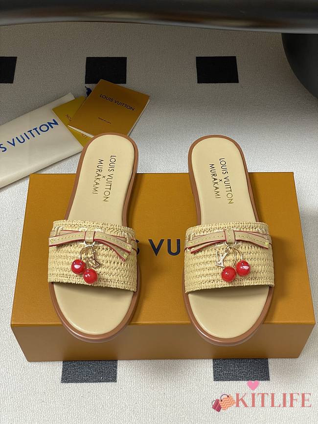 Kitlife Louis Vuitton x TM Lily Flat Mule Raffia Beige - 1