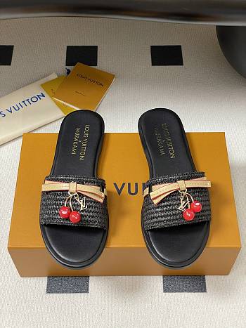 Kitlife Louis Vuitton x TM Lily Flat Mule Raffia Black