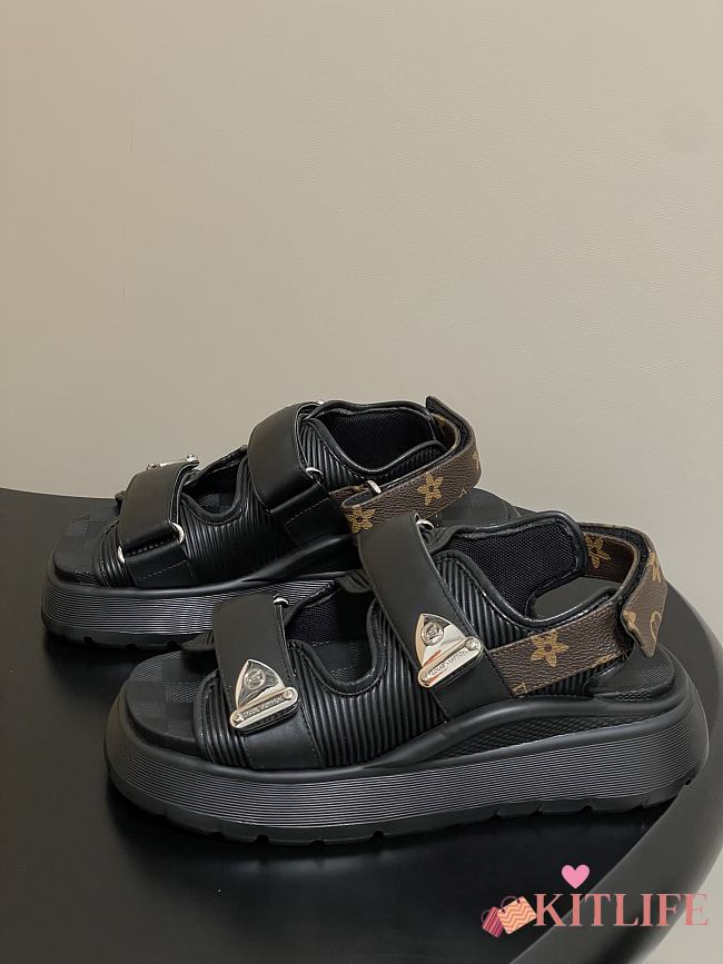Kitlife Louis Vuitton Chameleon Black Sandals - 1