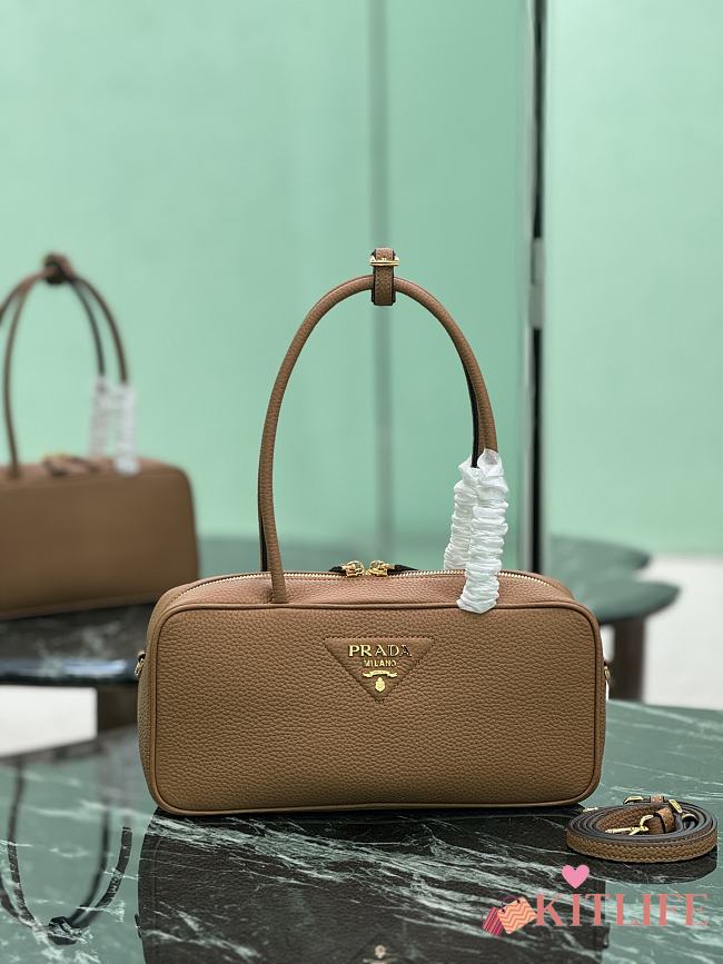 Kitlife Prada Medium Brown Leather Top-handle Bag 29×14×8.5cm - 1