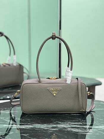 Kitlife Prada Medium Grey Leather Top-handle Bag 29×14×8.5cm