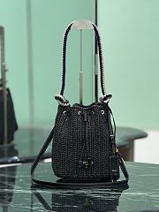 Kitlife Prada Black Straw Bucket Bag Black 1BE068 15.5x19.5x10cm - 1