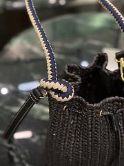 Kitlife Prada Black Straw Bucket Bag Black 1BE068 15.5x19.5x10cm - 6