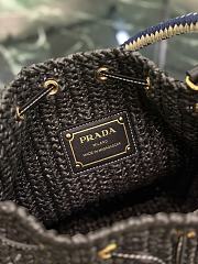 Kitlife Prada Black Straw Bucket Bag Black 1BE068 15.5x19.5x10cm - 5