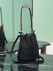 Kitlife Prada Black Straw Bucket Bag Black 1BE068 15.5x19.5x10cm - 2