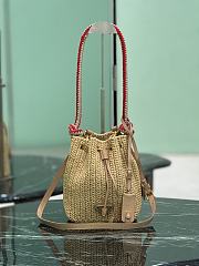 Kitlife Prada Black Straw Bucket Bag Beige 1BE068 15.5x19.5x10cm - 1