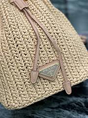 Kitlife Prada Black Straw Bucket Bag Beige 1BE068 15.5x19.5x10cm - 2