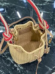 Kitlife Prada Black Straw Bucket Bag Beige 1BE068 15.5x19.5x10cm - 5