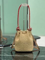 Kitlife Prada Black Straw Bucket Bag Beige 1BE068 15.5x19.5x10cm - 4