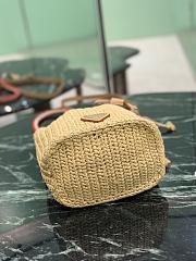 Kitlife Prada Black Straw Bucket Bag Beige 1BE068 15.5x19.5x10cm - 6