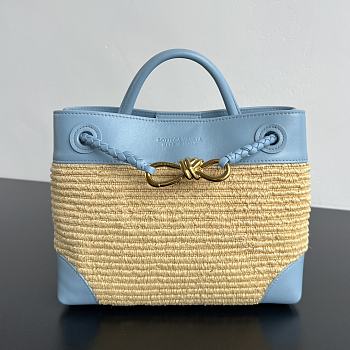 Kitlife Bottega Veneta Small Andiamo Blue & Natural 827478 25x20x10cm