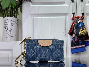 Kitlife Louis Vuitton Dark Blue Denim Key Pouch M82961 12x7x1.5cm