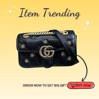 Kitlife Gucci Marmont soft leather black bag - 22x13x6 cm