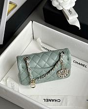 Kitlife Chanel Classic Mini Bag with Hook Lambskin Light Green 8x12.5x5cm - 4