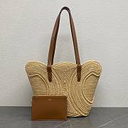Kitlife Celine Classic Panier Medium Braided Triomphe In Raffia And Tan Calfskin 116982 30×14×33cm - 1