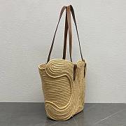 Kitlife Celine Classic Panier Medium Braided Triomphe In Raffia And Tan Calfskin 116982 30×14×33cm - 2