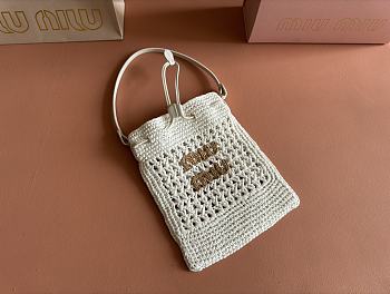 Kitlife Miu Miu White Woven Bag 5ND016 20x23cm