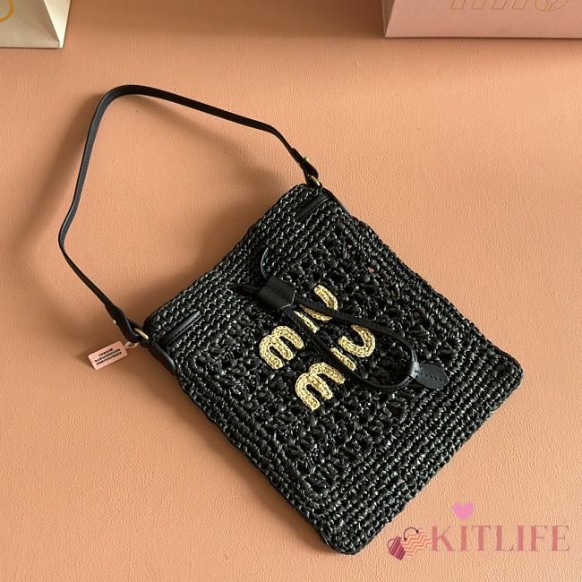 Kitlife Miu Miu Black Woven Bag 5ND016 20x23cm - 1