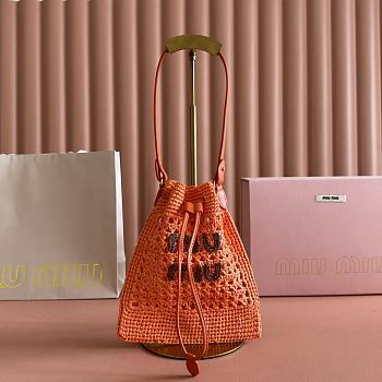 Kitlife Miu Miu Orange Woven Bag 5ND016 20x23cm