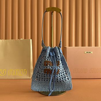 Kitlife Miu Miu Blue Woven Bag 5ND016 20x23cm