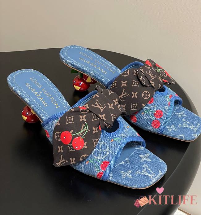 Kitlife Louis Vuitton × TM Cherie Cherry Slides Blue Denim - 1