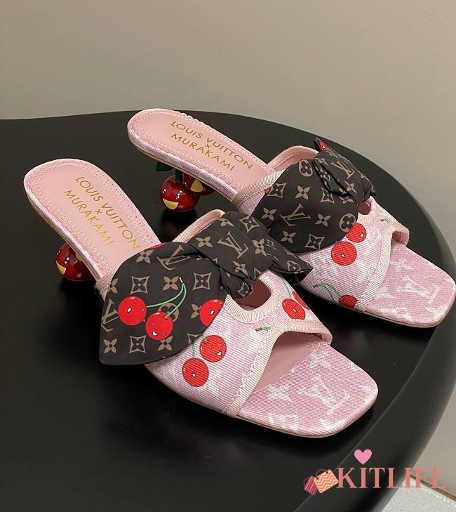 Kitlife Louis Vuitton × TM Cherie Cherry Slides Pink Denim - 1