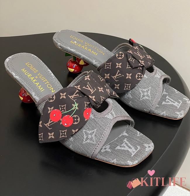 Kitlife Louis Vuitton × TM Cherie Cherry Slides Grey Denim - 1