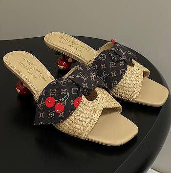 Kitlife Louis Vuitton × TM Cherie Cherry Slides Beige Raffia