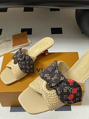 Kitlife Louis Vuitton × TM Cherie Cherry Slides Beige Raffia - 2