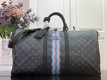 Kitlife Louis Vuitton Bandoulière Keepall 55 Bandoulière Monogram Black & Blue 31x26x55cm