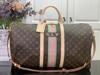 Kitlife Louis Vuitton Bandoulière Keepall 55 Bandoulière Monogram Black & Pink 31x26x55cm