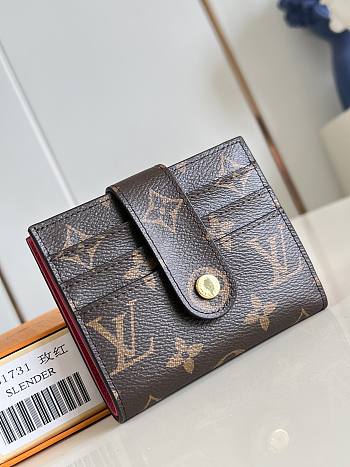 Kitlife Louis Vuitton Multifunctional Card Holder Wallet Brown & Fuchsia 12x10x5cm