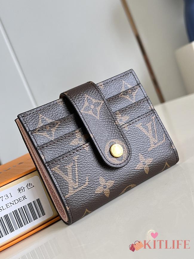 Kitlife Louis Vuitton Multifunctional Card Holder Wallet Brown & Pink 12x10x5cm - 1